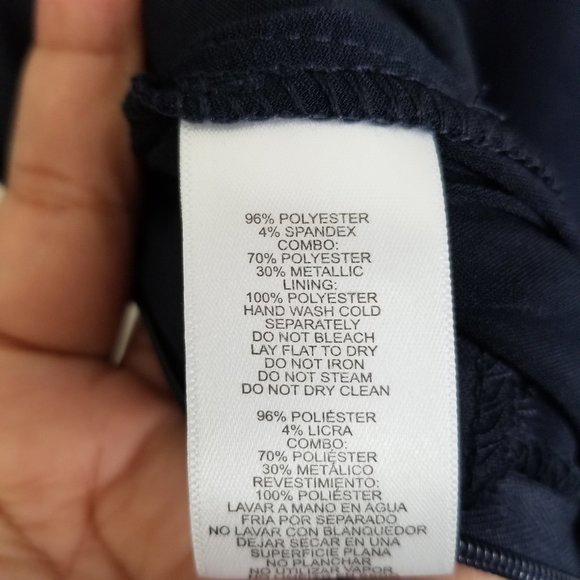 NWT Alex Evenings Surplice Neck Scallop A-Line Dress Navy Metallic Bodice Sz 12 - Picture 8 of 8